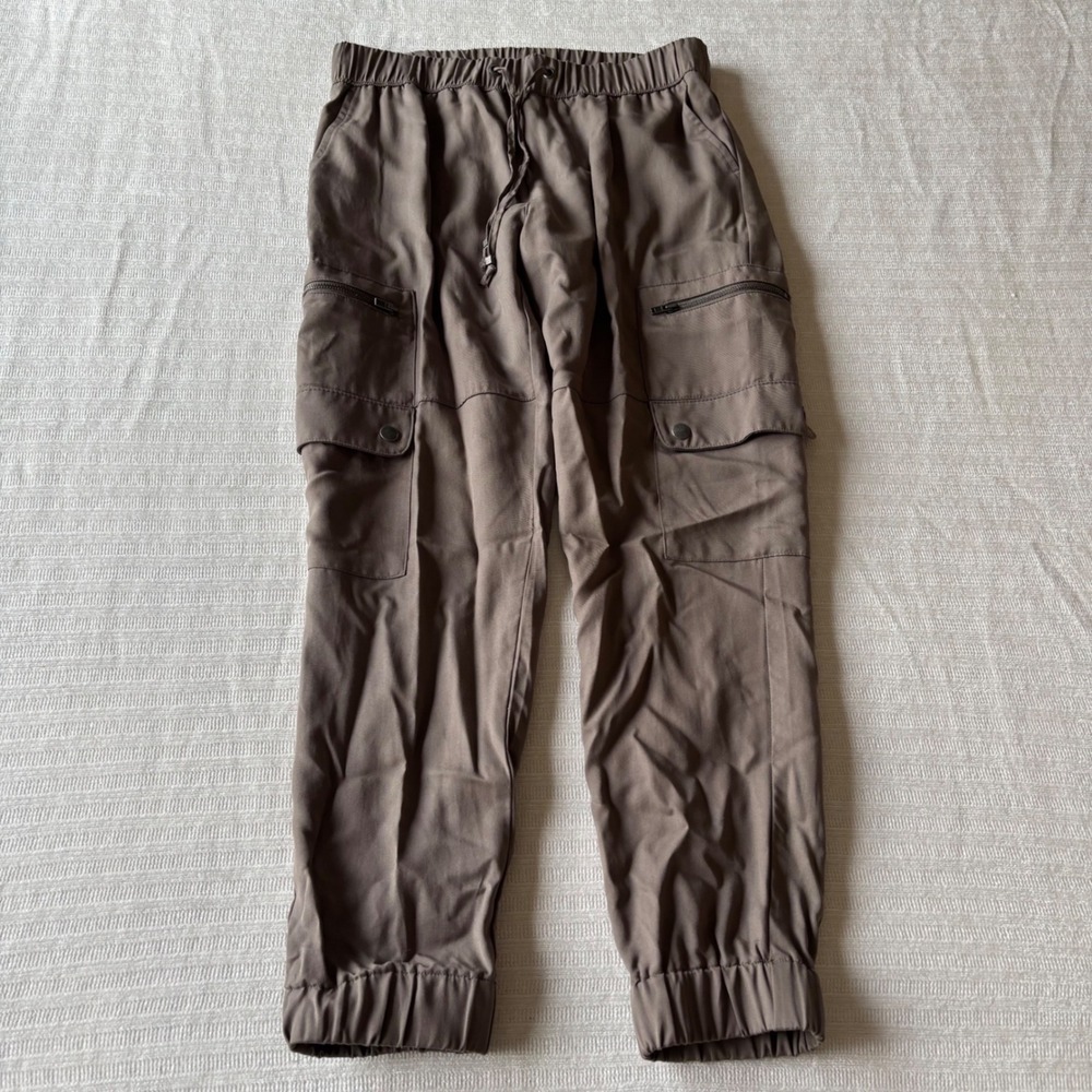 Banana Republic Soft Cargo Jogger Pants Petite XS Feather Taupe Lyocell